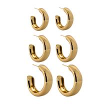 Brinco Trio Argolas Base Quadrada Ouro Atemporal Feminino