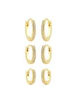 Brinco Trio Argolas Cravejadas Banho de Ouro 18K Brinco Trio Argolas Cravejadas Banho de Ouro 18K
