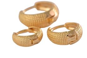 Brinco Trio Argolinhas Grossas Folheado Em Ouro 18K