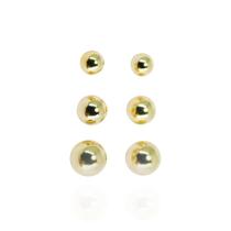 Brinco trio bolas banhado a ouro 18k