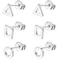 Brinco trio circulo, quadrado e triangulo vazado