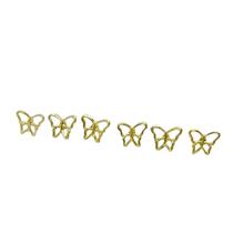 Brinco Trio Com 3 Pares Tamanho 12MM Borboleta Ouro