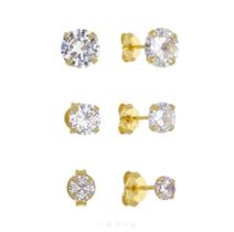 Brinco Trio Coração 1 2 e 3 Furo Folheado ouro 18k Antialérgico c/ Garantia Brinco Trio Coração 1 2 e 3 Furo Folheado ouro 18k Antialérgico c/ Garantia