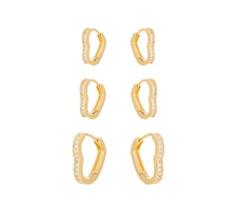 Brinco Trio Coração Cravejado Banhado Ouro18k Brinco Trio Coração Cravejado Banhado Ouro18k