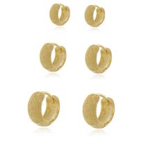 Brinco Trio de Argolas Diamantadas Semi Joias Banhado Ouro 18k