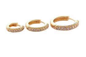 Brinco Trio De Argolinha Com Fio Lateral Folheado Em Ouro 1