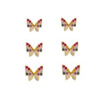 Brinco Trio de Borboleta Colorida Yasmin