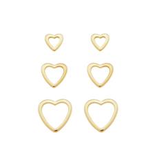 Brinco Trio De Corações Banhado A Ouro 18K