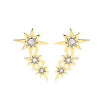 Brinco Trio De Estrelas Com Zircônia Folheado A Ouro Dourada