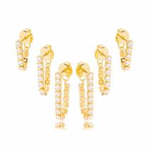 Brinco Trio Ear Jacket Riviera Zircônia