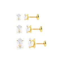Brinco Trio Gota Pino Baby Pedra Cristal Folheado A Ouro Brinco Trio Gota Pino Baby Pedra Cristal Folheado A Ouro