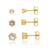 Brinco trio ponto de luz folheado a ouro 18k Brinco trio ponto de luz folheado a ouro 18k