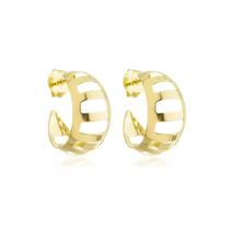 Brinco Tulipa Argola Com Detalhe Vazado Banhado a Ouro 18k