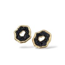 Brinco Turmalina Negra Fragmentada Banhado a Ouro 18K