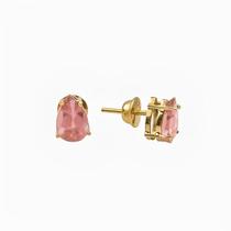 Brinco Turmalina Pink Gota Em Ouro 18K