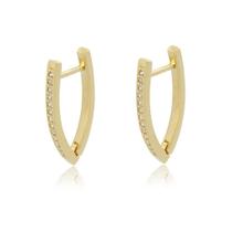 Brinco v com micro zirconia banhado a ouro 18k