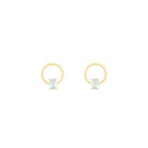 Brinco Vazado em Ouro 18K Círculo com Topázio Sky - AU12219 Brinco Vazado em Ouro 18K Círculo com Topázio Sky - AU12219