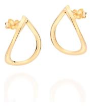 Brinco Vazado Rommanel Feminino Gota Folheado A Ouro 527181