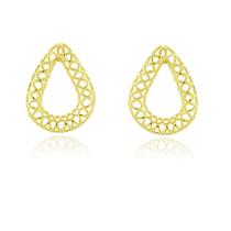Brinco Via Gota Vazada Banho Ouro 18k Brinco Via Gota Vazada Banho Ouro 18k