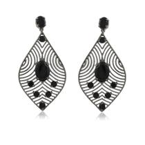 Brinco Vitória Régia Ônix Ródio Negro Brinco Vitória Régia Ônix Ródio Negro