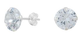 Brinco Zircônia 6mm Pedra Brilhante Em Prata 925