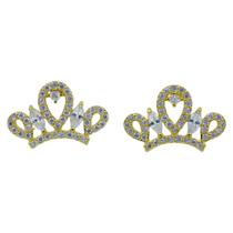 Brinco Zircônia Brilhante Coroa Semijoia Akasaki BC3942 Brinco Zircônia Brilhante Coroa Semijoia Akasaki BC3942