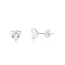 Brinco zirconia coracao 5mm prata 925 masculino feminino