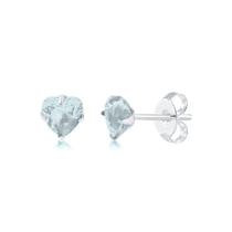 Brinco zirconia coracao azul claro 5mm prata 925
