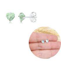 Brinco zirconia coracao verde claro 5mm prata 925