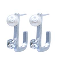 Brinco Zircônia e Pérola Elegante Semijoia Akasaki BC3722