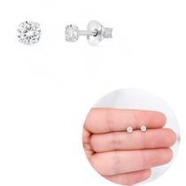 Brinco zirconia redondo 3mm prata 925 Brinco zirconia redondo 3mm prata 925