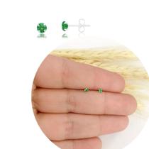 Brinco zirconia redondo verde 2mm prata 925 Brinco zirconia redondo verde 2mm prata 925