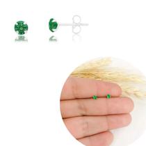 Brinco zirconia redondo verde 3mm prata 925 Brinco zirconia redondo verde 3mm prata 925