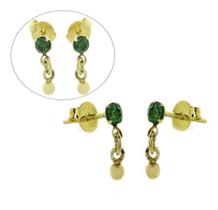 Brinco Zircônio Verde Infantil Pendente Esfera Ouro J24953 Brinco Zircônio Verde Infantil Pendente Esfera Ouro J24953