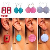 Brincos 4 pares diversos tamanhos e cores feminino