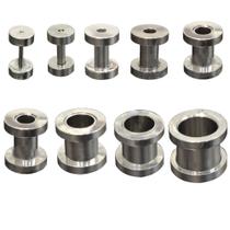 Brincos Alargador 1mm A 12mm Túnel Aço Prateado 1 Par Brincos Alargador 1mm A 12mm Túnel Aço Prateado 1 Par