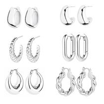 Brincos ALLHOLA Kit Multipack com 6 Pares de Argolas Prateadas Brincos ALLHOLA Kit Multipack com 6 Pares de Argolas Prateadas