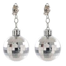 Brincos Amscan Disco Ball Shiny Silver para adolescentes e adultos Brincos Amscan Disco Ball Shiny Silver para adolescentes e adultos