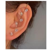 Brincos Andelaisi Boho Rhinestone Leaf Gold para mulheres