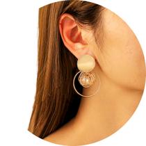 Brincos Argola com Pérolas Redondos Fashion Luxo Tarracha