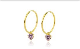 Brincos argola de Ouro 18K com zircônia 5mm - S.