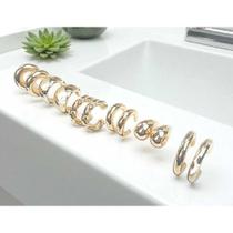 Brincos Argola e Gota Feminina Dourada Kit 6 Pares Variados Brincos Argola e Gota Feminina Dourada Kit 6 Pares Variados