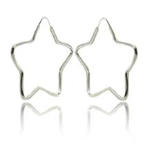 Brincos Argola Estrela 4 Cm Prata Legitima 925 Brincos Argola Estrela 4 Cm Prata Legitima 925