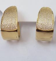 Brincos argola grande com micro zirconias cravejadas - peça esplêndida
