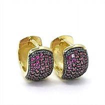 Brincos Argola Zirconias Banho De Ouro 18k 4587 Brincos Argola Zirconias Banho De Ouro 18k 4587