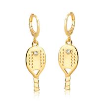 Brincos Argolas Beach Tennis com Ponto de Luz Revestidos em Ouro Brincos Argolas Beach Tennis com Ponto de Luz Revestidos em Ouro