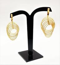 Brincos Argolas Caracol 7 Aros Texturizados Banho Ouro 18k 2921