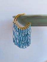 Brincos Argolas douradas com franjas Lilás Azul Rosa