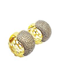 Brincos Argolas Largas Zirconias Banho De Ouro 18k 4548 Brincos Argolas Largas Zirconias Banho De Ouro 18k 4548