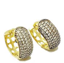 Brincos Argolas Pavé Microzirconias Banho Ouro 18k 4550